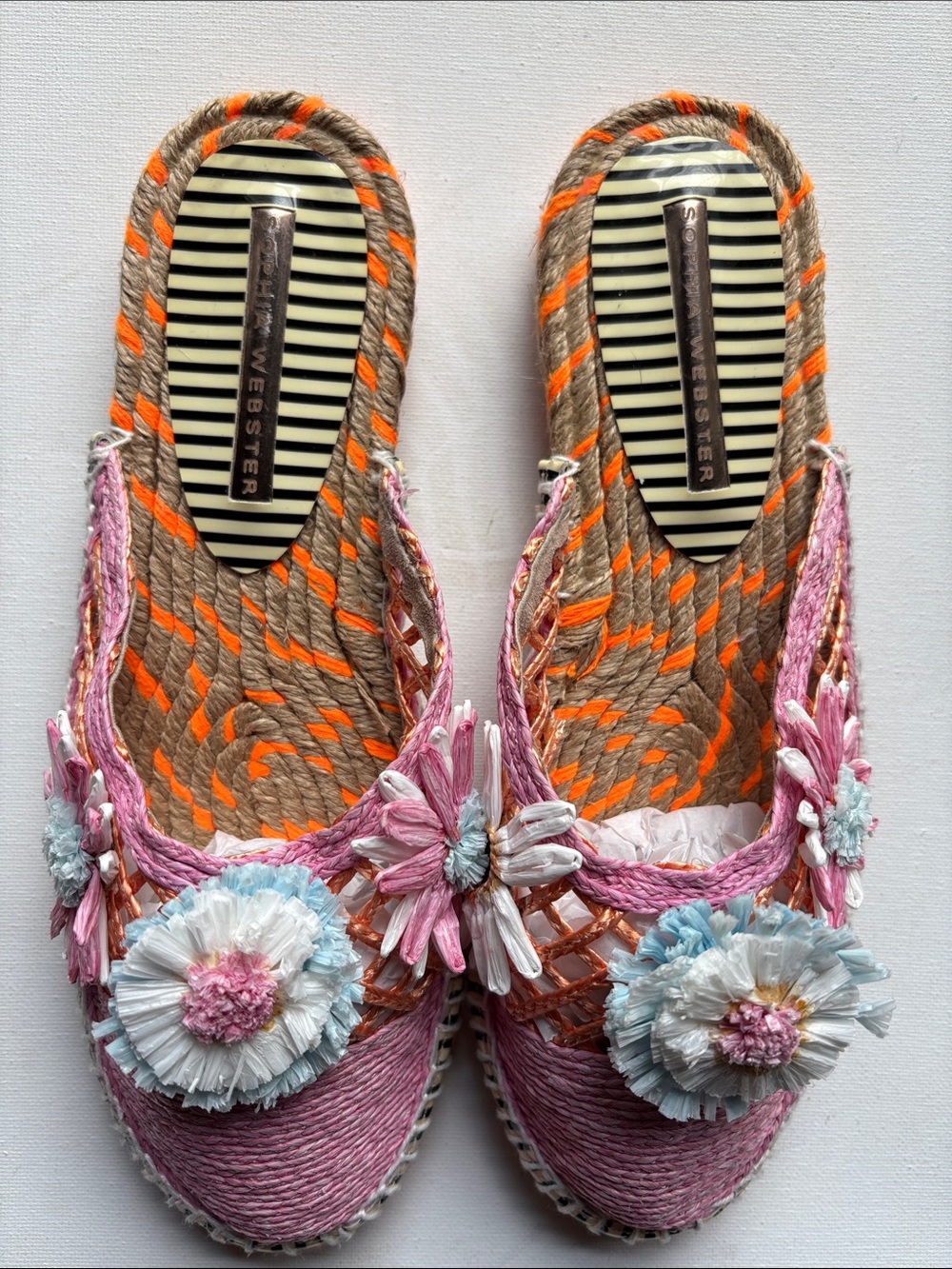 Sophia Webster Tansy Raffia Espadrille Slides Size 36